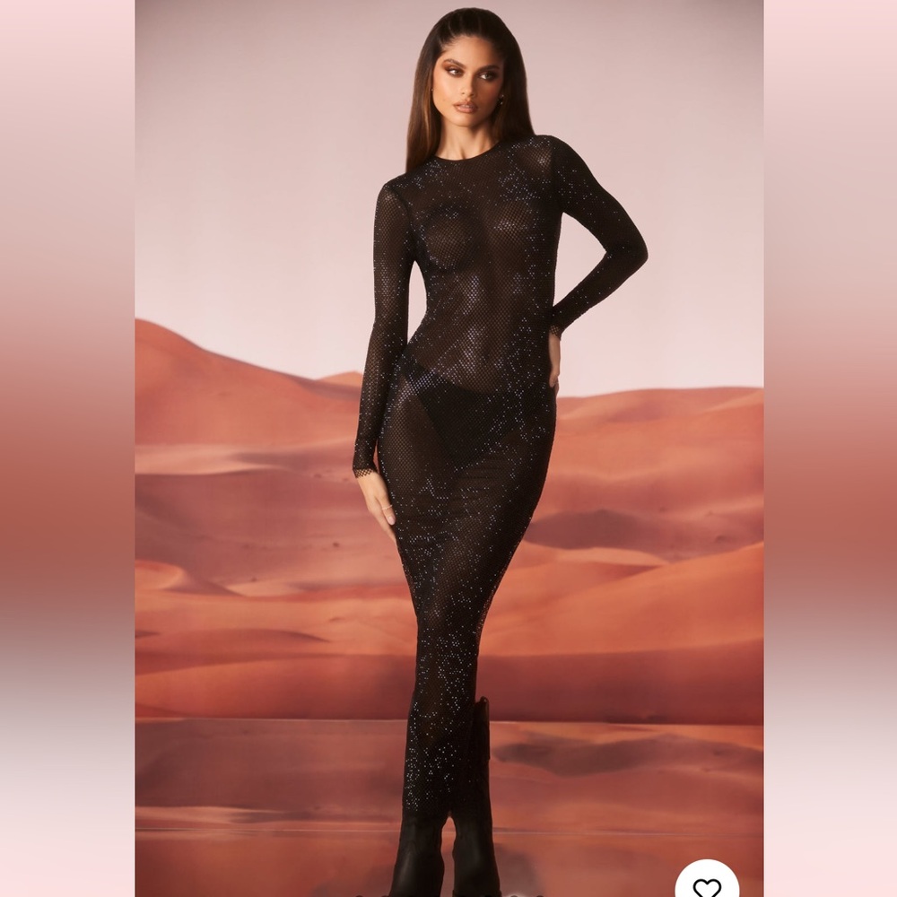 Oh Polly embellished long sleeve maxi dress